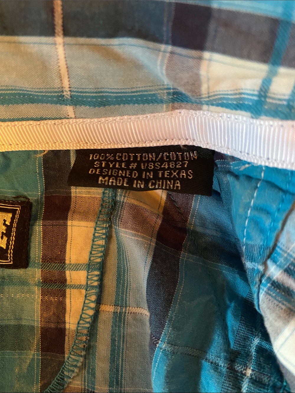 Panhandle Slim Teal and White Plaid Western Snap Shirt S - Picture 6 of 7